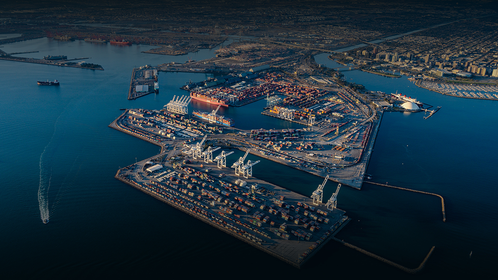 Overhead shot of the Port of Long Beach
