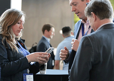Pacific Offshore Wind Summit attendees network and discuss the growing floating offshore wind industry in California